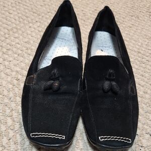 Black Suede Loafers with Tassels